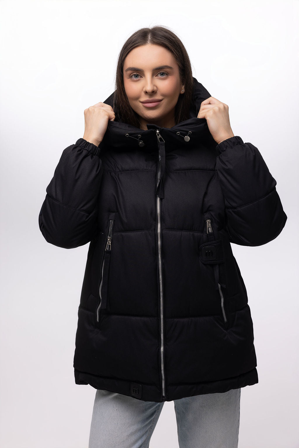 Куртка puffer подовжена чорна