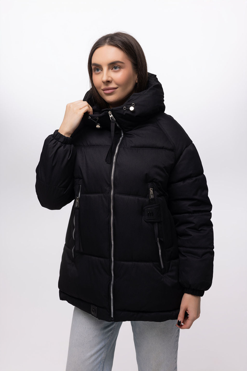 Куртка puffer подовжена чорна