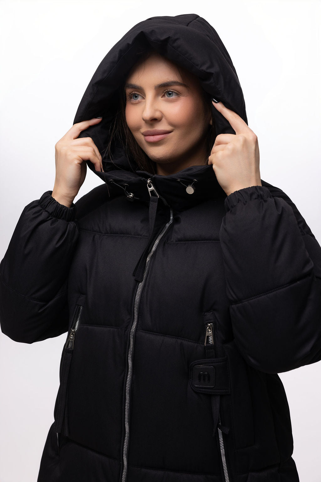 Куртка puffer подовжена чорна