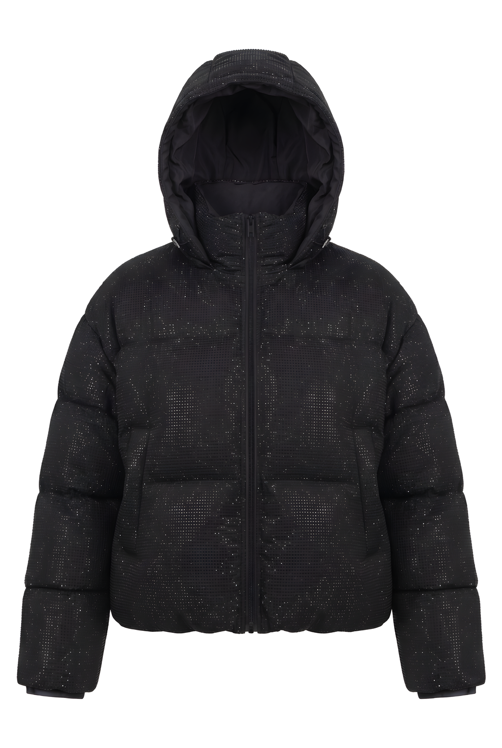Сяючий пуховик oversize в чорному кольорі